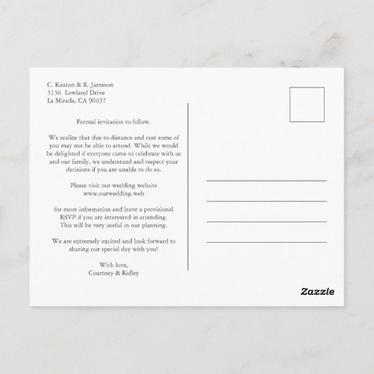 Peach Polka Dot Custom Photo Couple Weddenschap Briefkaart (Achterkant)