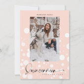 Peach Polka Dot Custom Photo Quinceañera Kaart (Voorkant)