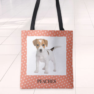 Peach Polka Dot Patroon Hond Foto Draagtas