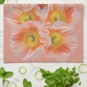 Peach Poppies & Ladybug Keuken Handdoek (Gevouwen)