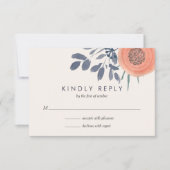 Peach Poppies Mariage RSVP Réponse (Devant)