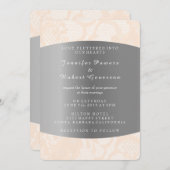 Peach Powder Lace Silver Wedding Royal Uitnodiging (Voorkant / Achterkant)