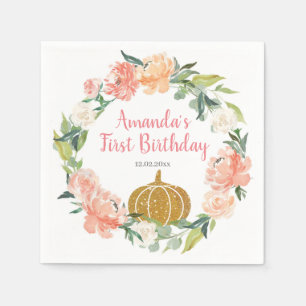 Peach Pumpkin Birthday Paper Napkins Servet