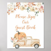 Peach Pumpkin Rustic Truck Gelieve onze gast te on Poster (Voorkant)