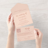 Peach QR Code moderne tout en une invitation (Déchirure)