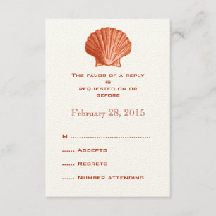 Peach Rattan Seashell Wedding Reply RSVP-kaarten RSVP Kaartje