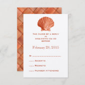 Peach Rattan Seashell Wedding Reply RSVP-kaarten RSVP Kaartje (Voorkant / Achterkant)