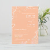 Peach Retro Reizen QR Code Foto Bruiloft Kaart (Staand voorkant)