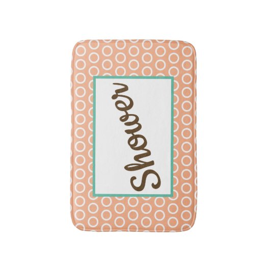 Peach Retro-Style Circle Pattern Customizable Badmat (Voorkant Verticaal)