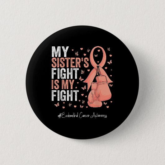 Peach Ribbon Sister Endometrial Cancer Awareness Ronde Button 5,7 Cm (Voorkant)