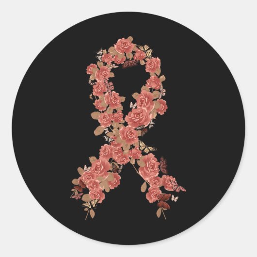 Peach Ribbon uterine endometril Cancer Awareness Ronde Sticker (Voorkant)