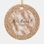 Peach Roos Blush Gold Glitter Keramisch Ornament (Voorkant)