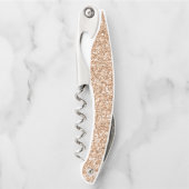 Peach Roos Blush Gold Glitter   Kurkentrekker (Voorkant)