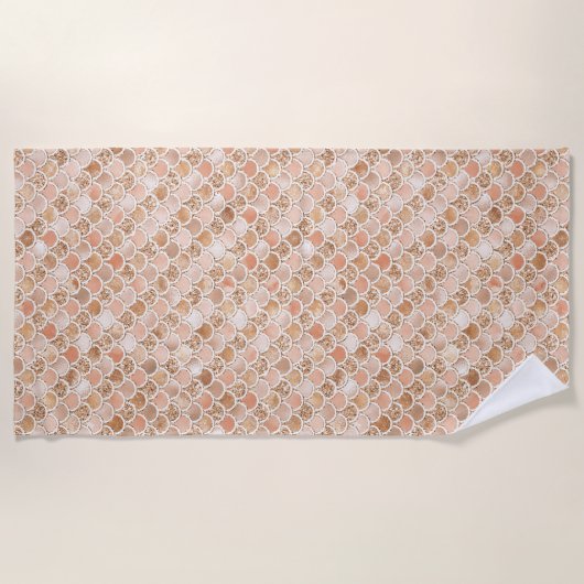 Peach Roos Blush Gold Glitter Mermaid Strandlaken (Voorkant)