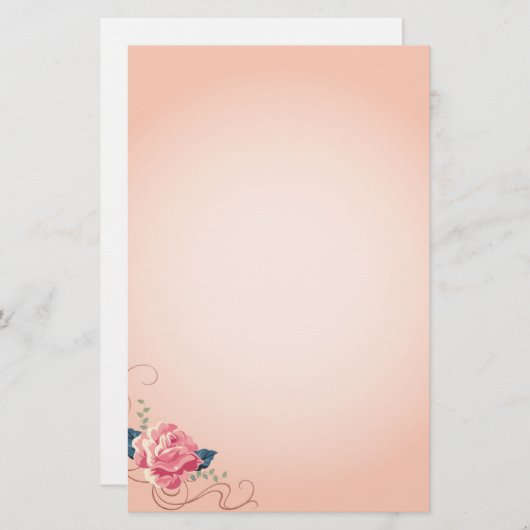 Peach Roos Briefpapier (Voorkant / Achterkant)