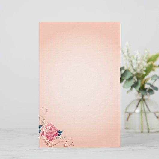 Peach Roos Briefpapier (Staand voorkant)