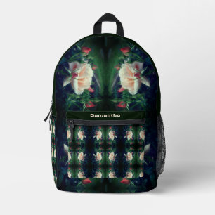 Peach Roos en knoppen Abstract gepersonaliseerd Bedrukte Rugzak