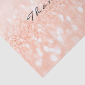 Peach Roos Gold Blush Glitter Bedankt, naam Tissuepapier (Detail)