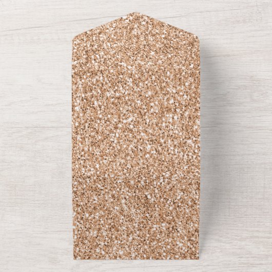 Peach Roos Gold Blush Glitter Glitz All In One Uitnodiging (Buitenkant)