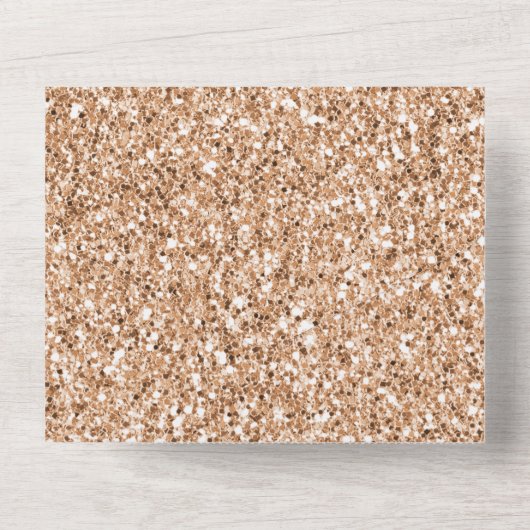 Peach Roos Gold Blush Glitter Glitz All In One Uitnodiging (Achterkant)