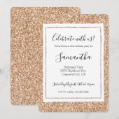 Peach Roos Gold Blush Glitter Glitz Kaart (Voorkant / Achterkant)