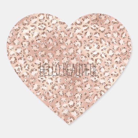 Peach Roos Gold Blush roze Glitz-leopardprinter Hart Sticker (Voorkant)
