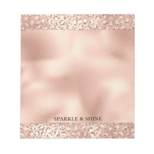 Peach Roos Gold Blush roze Glitz-leopardprinter Notitieblok