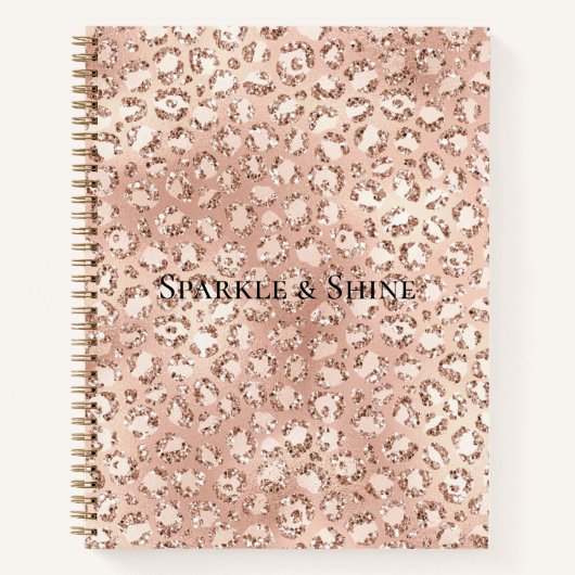 Peach Roos Gold Blush roze Glitz-leopardprinter Notitieboek (Voorkant)