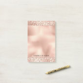 Peach Roos Gold Blush roze Glitz-leopardprinter Post-it® Notes (Op bureau)