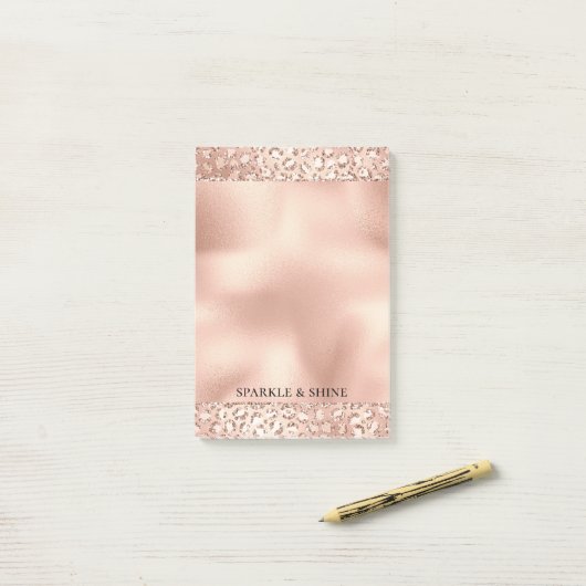 Peach Roos Gold Blush roze Glitz-leopardprinter Post-it® Notes (Op bureau)