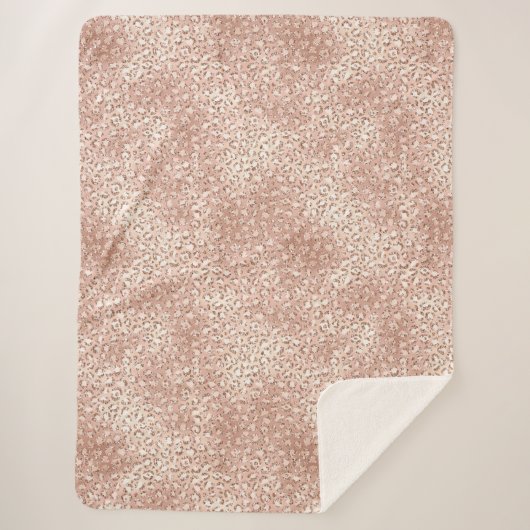 Peach Roos Gold Blush roze Glitz-leopardprinter Sherpa Deken (Voorkant)