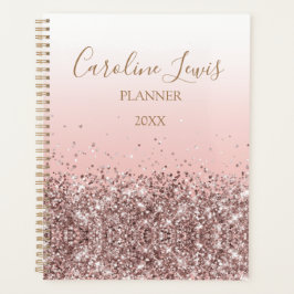 Peach Roos Gold Glitter 2023 Planner met naam
