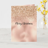 Peach Roos Gold Glitter Kaart (Gele Bloem)