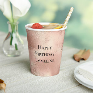 Peach Roos Gold Glitzy Glitter Papieren Bekers