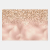Peach Roos Gold Glitzy Glitter Sparkle   Inpakpapier Vel (Voorkant)