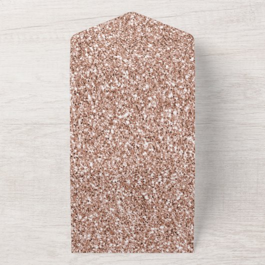 Peach Roos Gold Luxe glitter All In One Uitnodiging (Buitenkant)