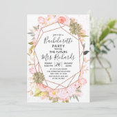 Peach & Roos Gold vrijgezellenfeestuitnodiging Kaart (Staand voorkant)