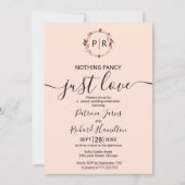 Peach Roos Monogram Calligraphy Photo Weddenschap Kaart (Voorkant)