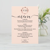 Peach Roos Monogram Photo Wedding Menu Kaart (Staand voorkant)