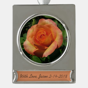 Peach Roos Oranje Floral fotografie Verzilverd Banner Ornament