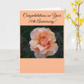 Peach Roos Specialized 70th Wedding Jubileum Kaart (Gele Bloem)