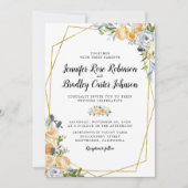 Peach Roos Thistle Floral Wedding Kaart (Voorkant)