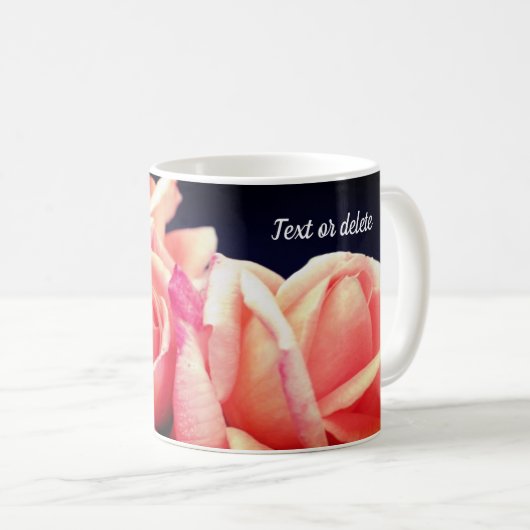 Peach Roos Trio Flower Personalized Koffiemok (Voorkant rechts)