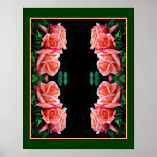 Peach Roos Trio Mirror Abstracte bloemsierkunst Poster