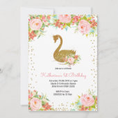 Peach rose et Swan or Invitation Anniversaire (Devant)