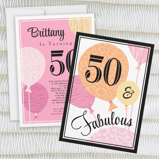 Peach rose Fabuleux 50 Invitation anniversaire