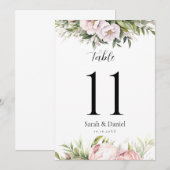 Peach rose Floral Élégant Numéro de table de maria (Devant / Derrière)