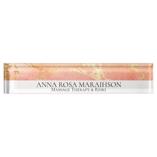*~ Peach Rose Gold Foil AP3 Nom du bureau Plaque (Devant)
