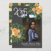 Peach Rose Grey Photo Faire-part (Devant / Derrière)