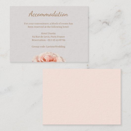 Peach rose mariage carte d'hébergement (Devant / Derrière)